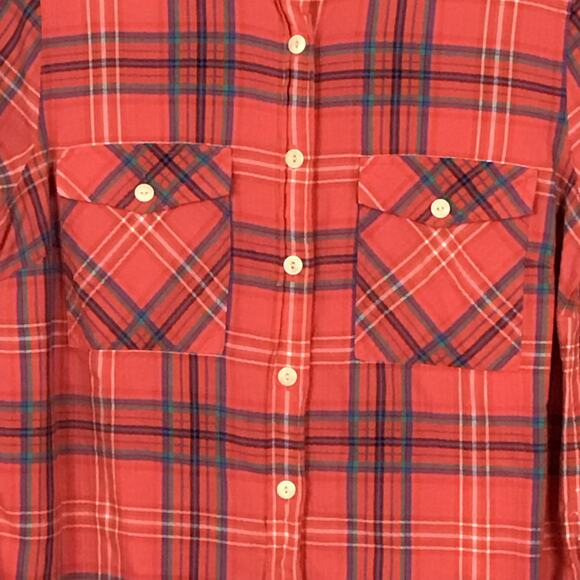 J. Crew Boy Fit Shirt Red Scotch Tartan Plaid Button Up Down Top Western sz 8 - Picture 3 of 11